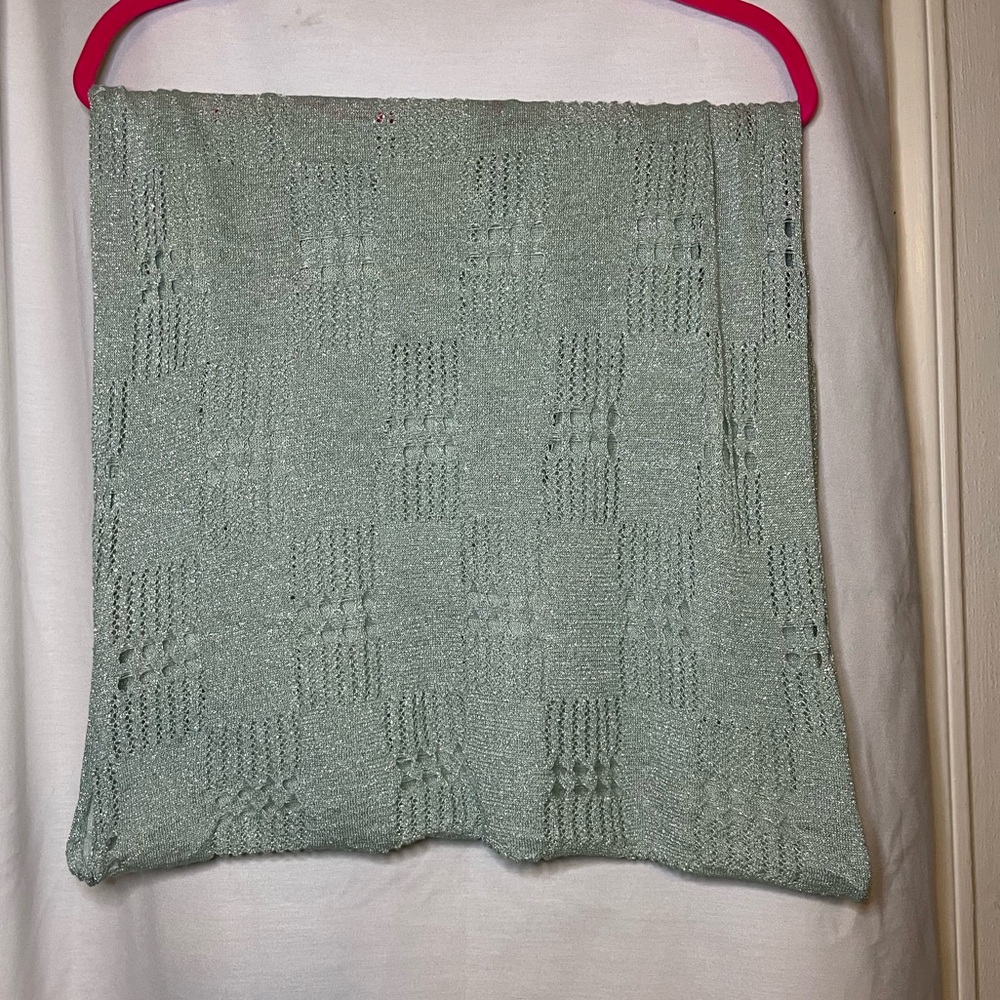 Light Mint Green w Silver Sparkly Threading Short Infinity Scarf Size O/S